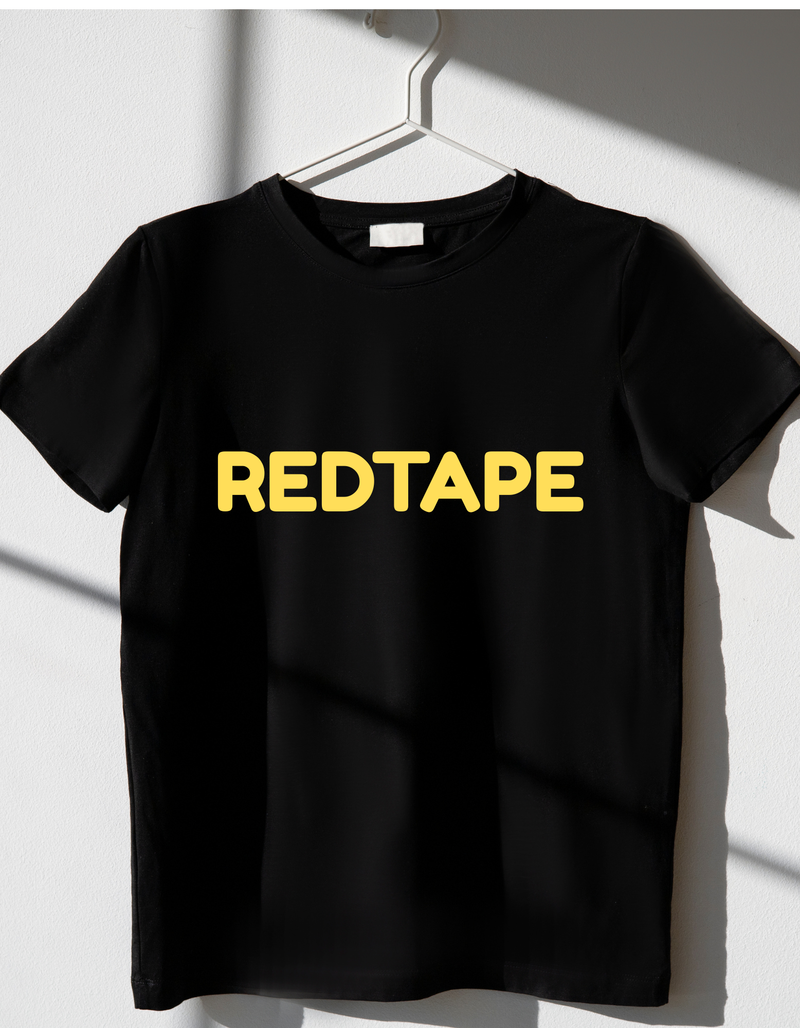 Black Oversized T-Shirt – REDTAPE Printed Premium Cotton Tee
