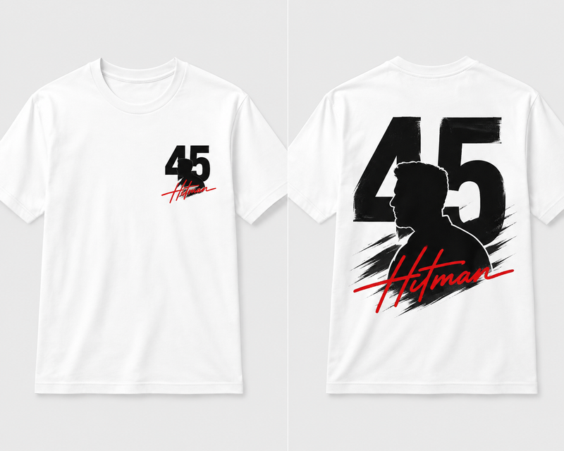 45 Hitman Graphic Printed Oversized T-Shirt – White