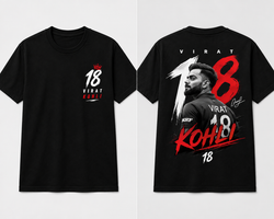 Virat Kohli 18 Graphic Printed T-Shirt black